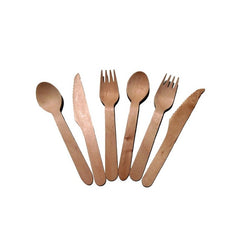 Accesorii creatie - lemn - tacamuri (2 linguri, 2 furculite, 2 cutite), natur, set 6 buc, Colorarte