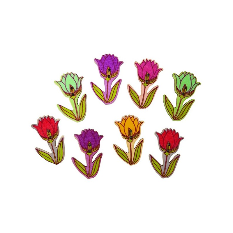 Accesorii creatie - lemn - lalele povesti, set 8-10 buc, Colorarte