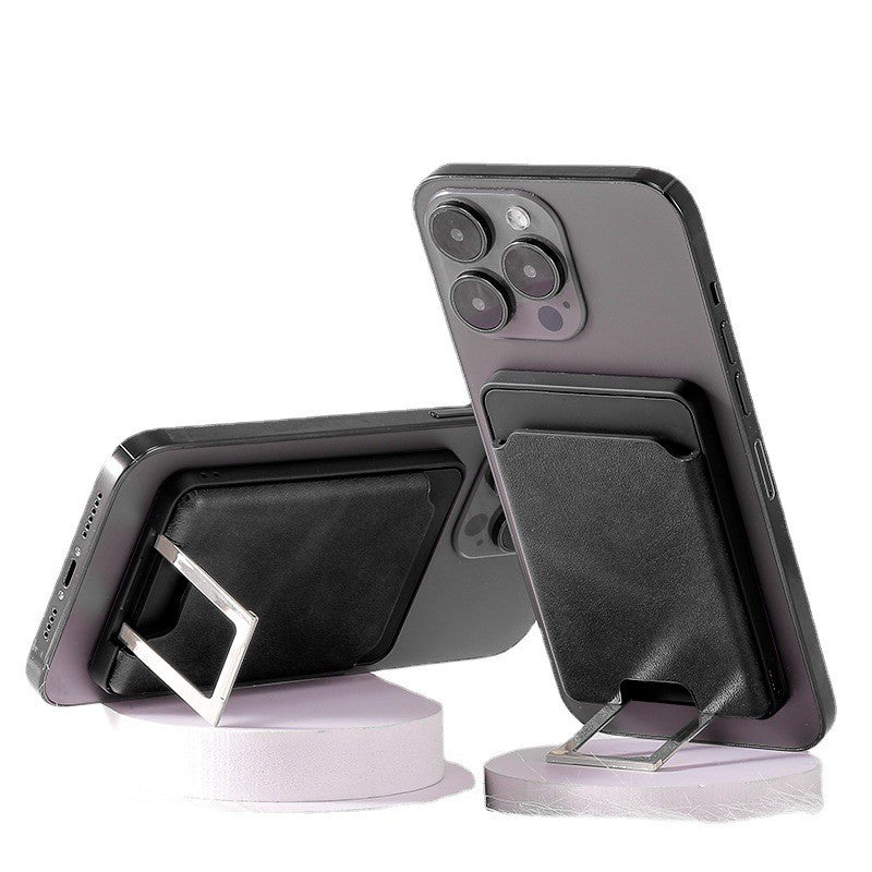 Accesoriu pentru telefon 3 in 1 Kadeny, incarcator Wirelles Magsafe, portofel si suport, negru