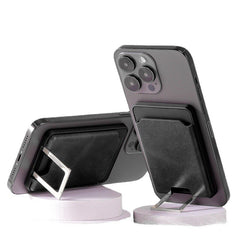 Accesoriu pentru telefon 3 in 1 Kadeny, incarcator Wirelles Magsafe, portofel si suport, negru