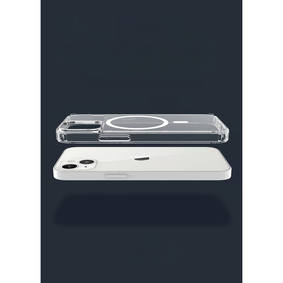 Husa protectie Kaveny pentru iPhone 13 Mag Safe, 2 in 1 incarcare si magnet, Silicone, Transparenta