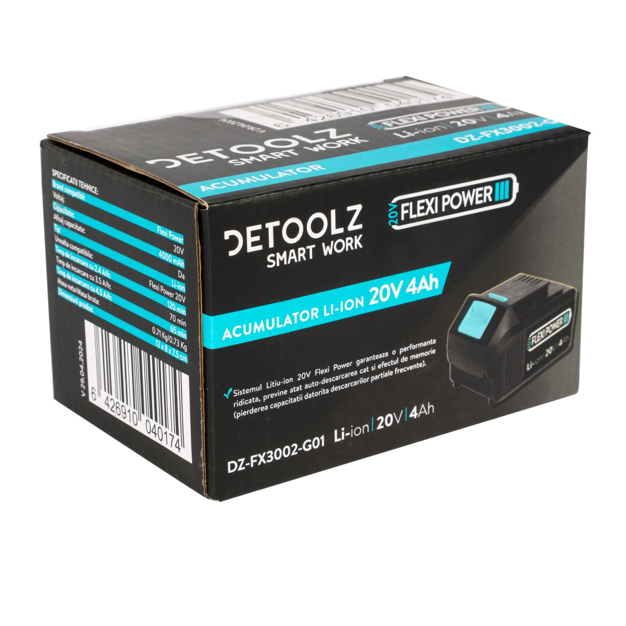 Acumulator Li-Ion, Detoolz, 20V, 4Ah