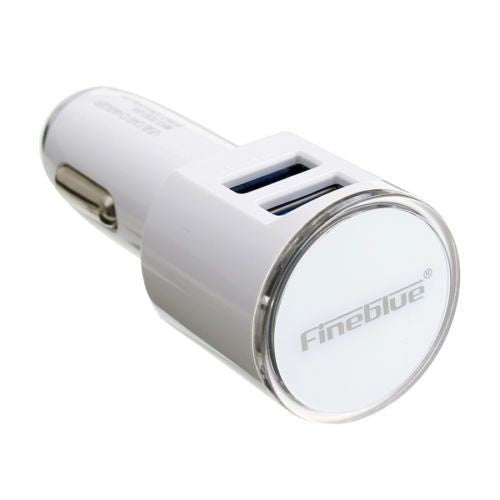 Adaptor auto Fineblue cu 2 porturi MicroUSB Alb