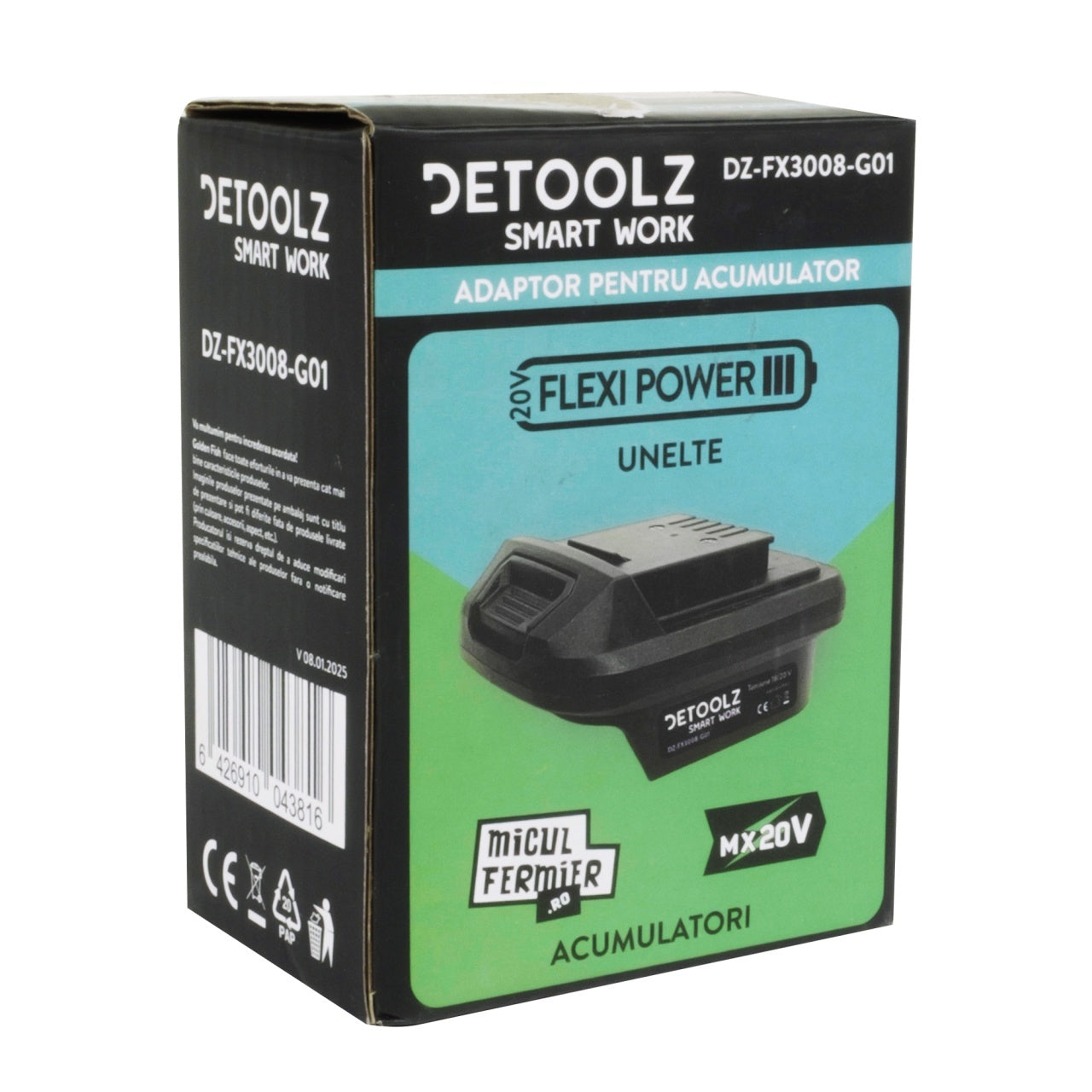 Adaptor Detoolz utilizare acumulator Micul Fermier (compatibil Makita LXT) - echipamente FlexiPower