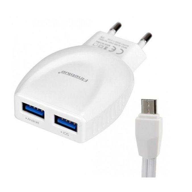 Adaptor priza Fineblue F-C16 USB MicroUSB Alb