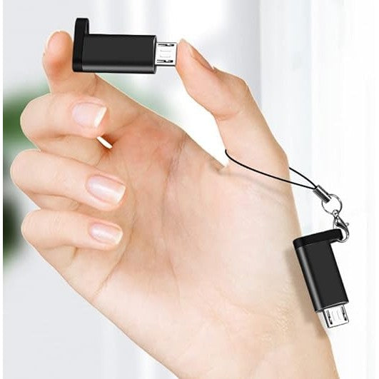 Adaptor USB-C la Micro USB, Kadeny, cu Snur pentru Prindere la Chei, 2.7x1.1x0.6cm, Negru