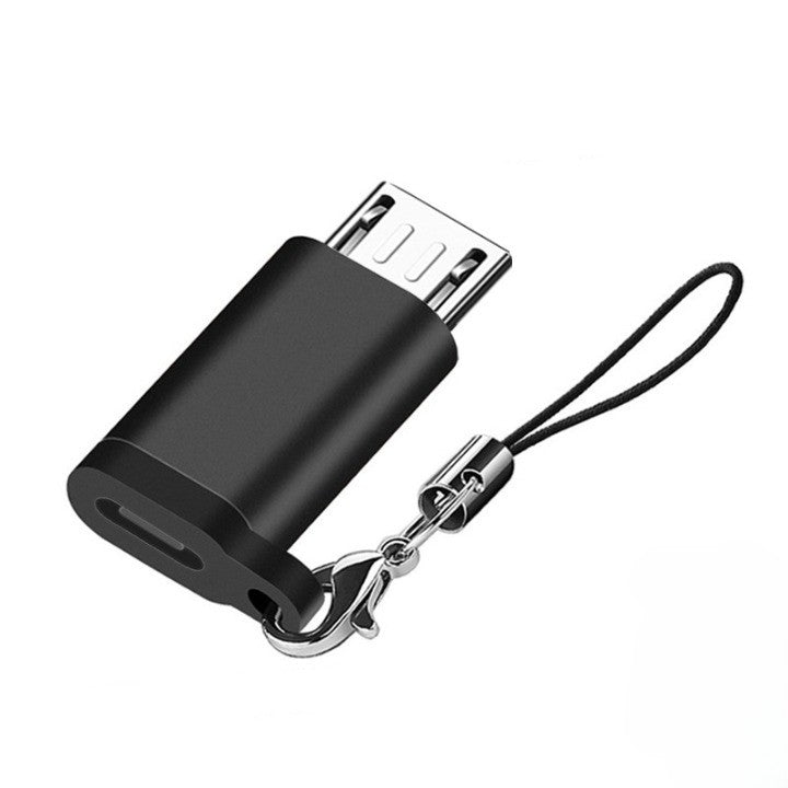 Adaptor USB-C la Micro USB, Kadeny, cu Snur pentru Prindere la Chei, 2.7x1.1x0.6cm, Negru
