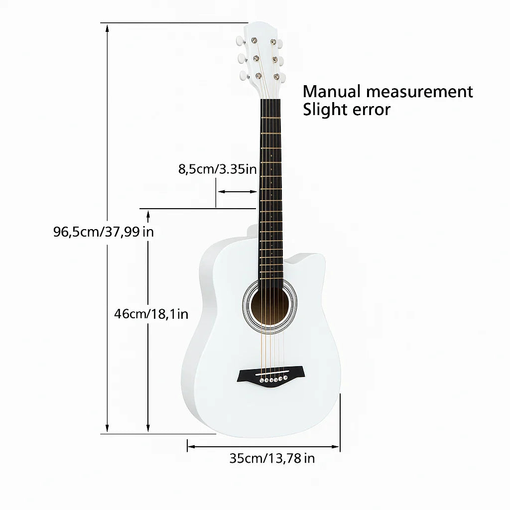 Chitara acustica 4/4 alba – design elegant, sunet clar si echilibrat