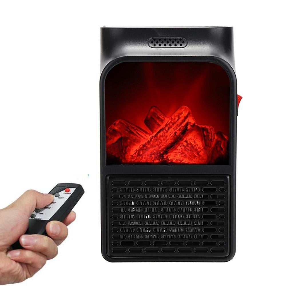 Mini Aeroterma Puternica Portabila Kaveny, Putere 1000W, Mini radiator electric cu Display LCD, efect de semineu si flacara, cu telecomanda