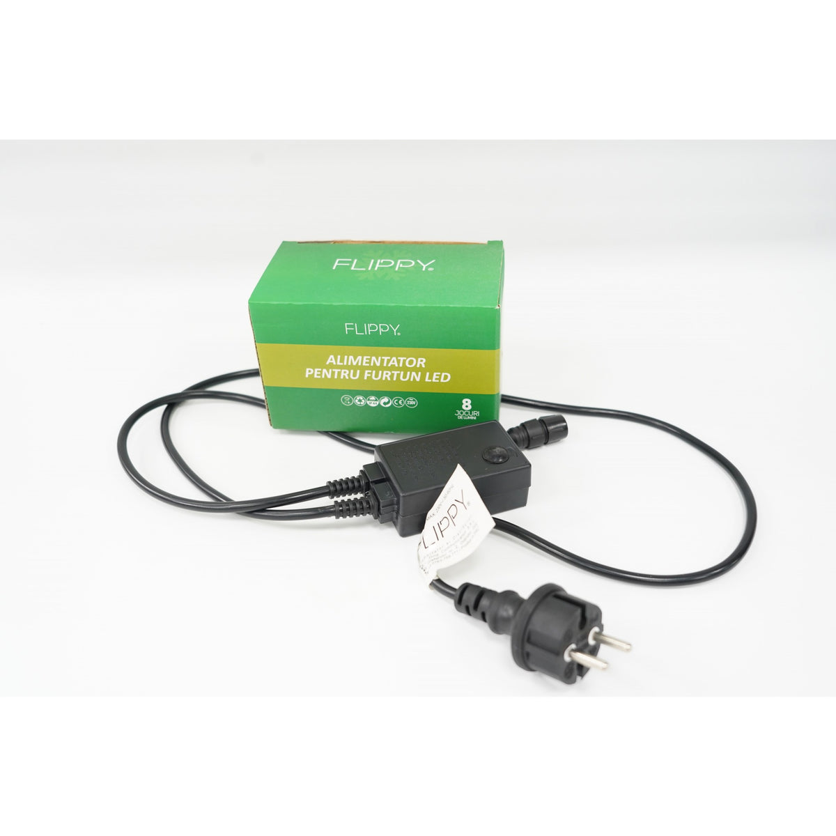 Alimentator furtun luminos, rezista pana la 50 m, Kaveny, 8 jocuri de lumini, fir negru