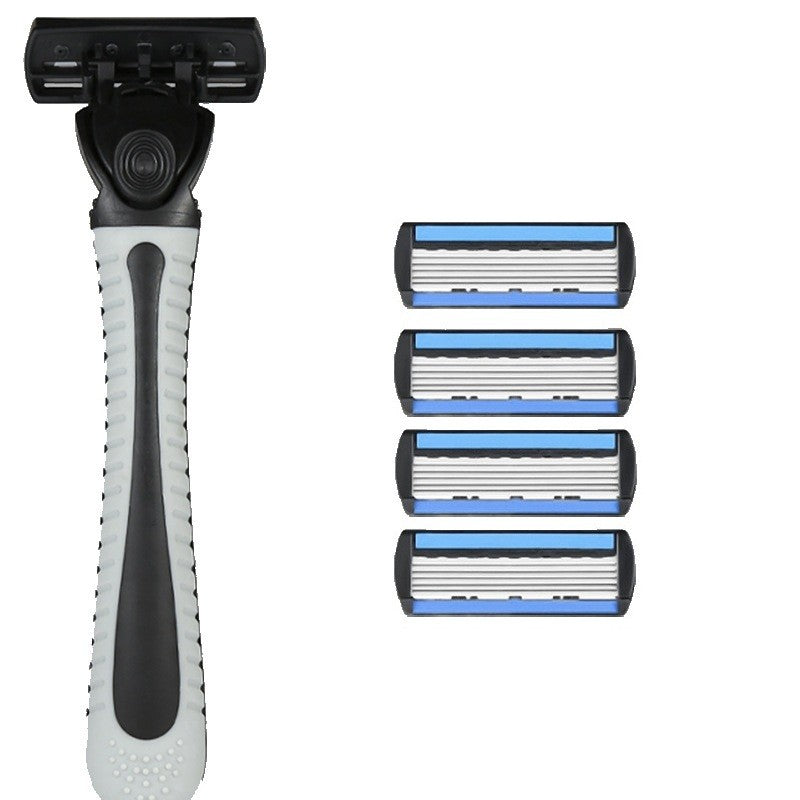 Aparat de Ras Manual, Kadeny, din Otel Inoxidabil, Suport Lama + 4 Capete de Schimb Incluse, Cutie pentru Lame, Negru