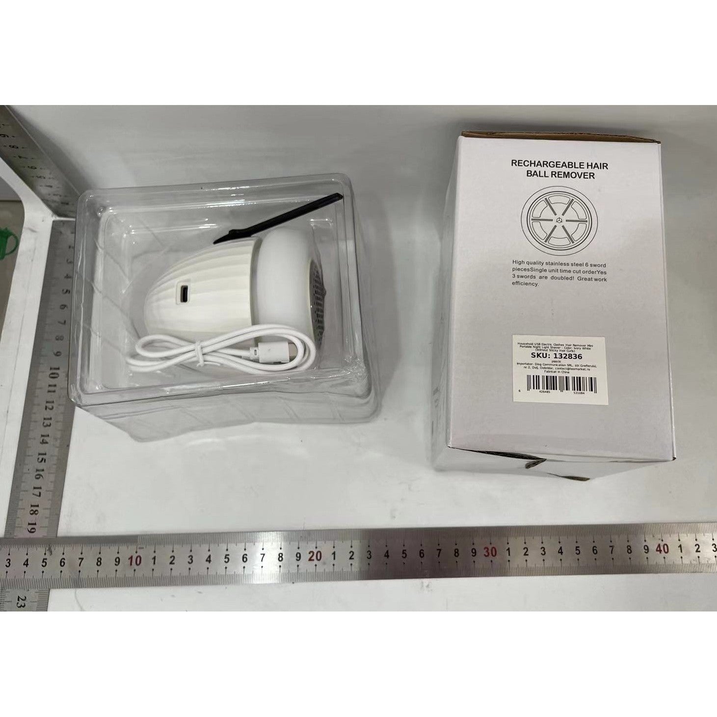 Aparat de Scame 2 in 1, Kaveny, Curatare Haine si Lampa de Veghe, 3 Trepte, Incarcare Tip C, 4 W, 9 x 10 cm, Alb