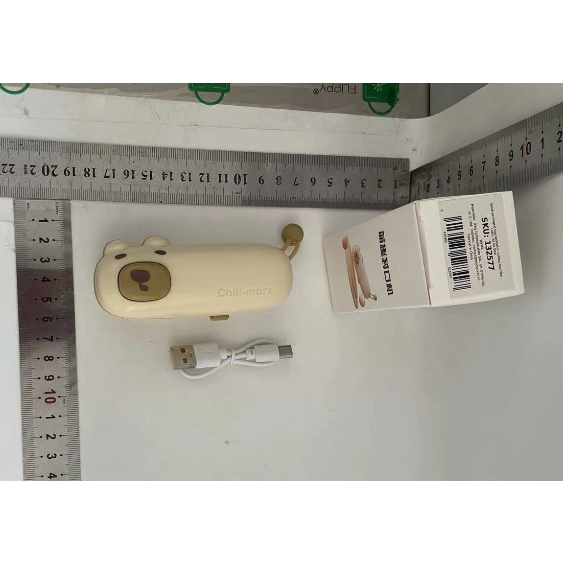 Aparat de Sigilat Ambalaje, Kadeny, Incarcare USB Tip C, 400 mAh, 10.2 x 3.7 x 4.3 cm, Model Ursulet, Maro