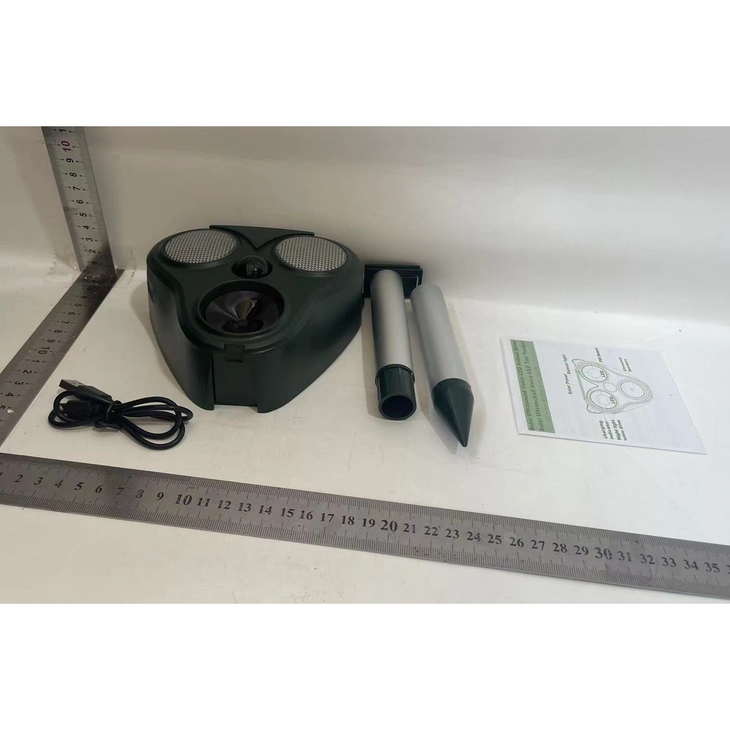 Aparat Solar LED cu Ultrasunete, Kadeny, Repelent pentru Animale Mari si Mici, Lumina Rosie si Alba, Anti Rozatoare, Anti Insecte, Frecventa 13.5KHZ-65 KHZ, Senzor PIR, 13 x 14.7 x 24.5 cm, Verde