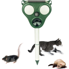 Aparat Solar LED cu Ultrasunete, Kadeny, Repelent pentru Animale Mari si Mici, Lumina Rosie si Alba, Anti Rozatoare, Anti Insecte, Frecventa 13.5KHZ-65 KHZ, Senzor PIR, 13 x 14.7 x 24.5 cm, Verde