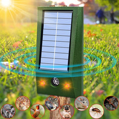 Aparat Solar LED cu Ultrasunete, Kadeny, Repelent pentru Animale Mari si Mici, Lumina Rosie si Alba, Anti Rozatoare, Anti Insecte, Frecventa 9-36.5KHZ, 12 X 6.5 cm, Verde