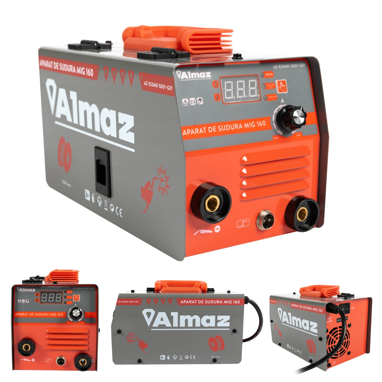 Aparat sudura Almaz, MMA+FCAW(doar sudura sarma flux), intensitate maxima 160A, afisaj digital