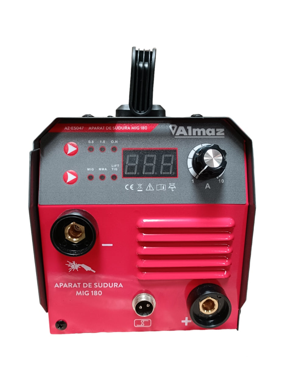 Aparat sudura Almaz, MMA+LiftTIG+FCAW(doar sudura sarma flux), intensitate maxima 180A, afisaj digital