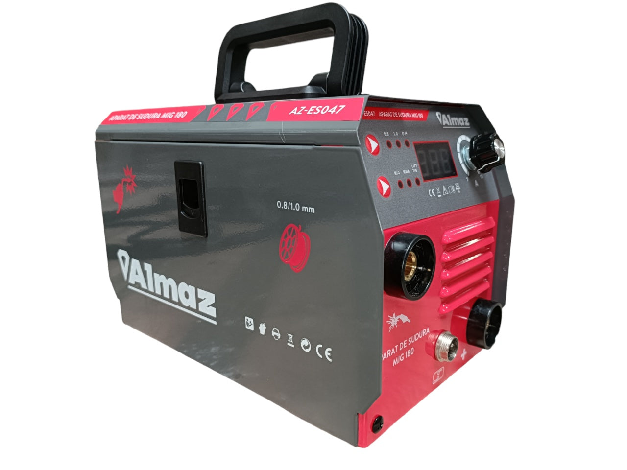 Aparat sudura Almaz, MMA+LiftTIG+FCAW(doar sudura sarma flux), intensitate maxima 180A, afisaj digital
