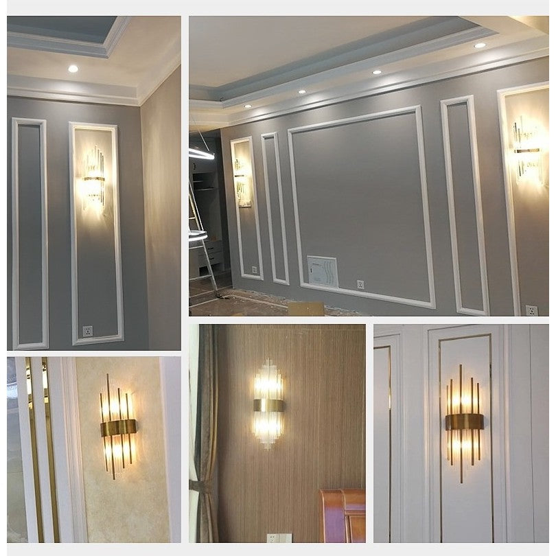 Aplica de Perete, Kadeny, pentru Interior, din Otel Inoxidabil si Sticla, 40 x 16 cm, LED, Auriu