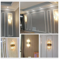 Aplica de Perete, Kadeny, pentru Interior, din Otel Inoxidabil si Sticla, 40 x 16 cm, LED, Auriu