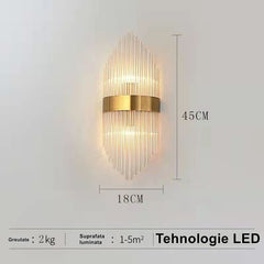 Aplica de Perete, Kadeny, pentru Interior, din Otel Inoxidabil si Sticla, LED, Auriu, 45x18 cm