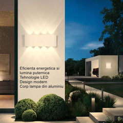 Aplica pentru Perete, Kadeny, Interior/Exterior, Rezistenta la Umezeala IP65, 8 W, Lumina Calda, Aluminiu, 22x8 cm, Alb