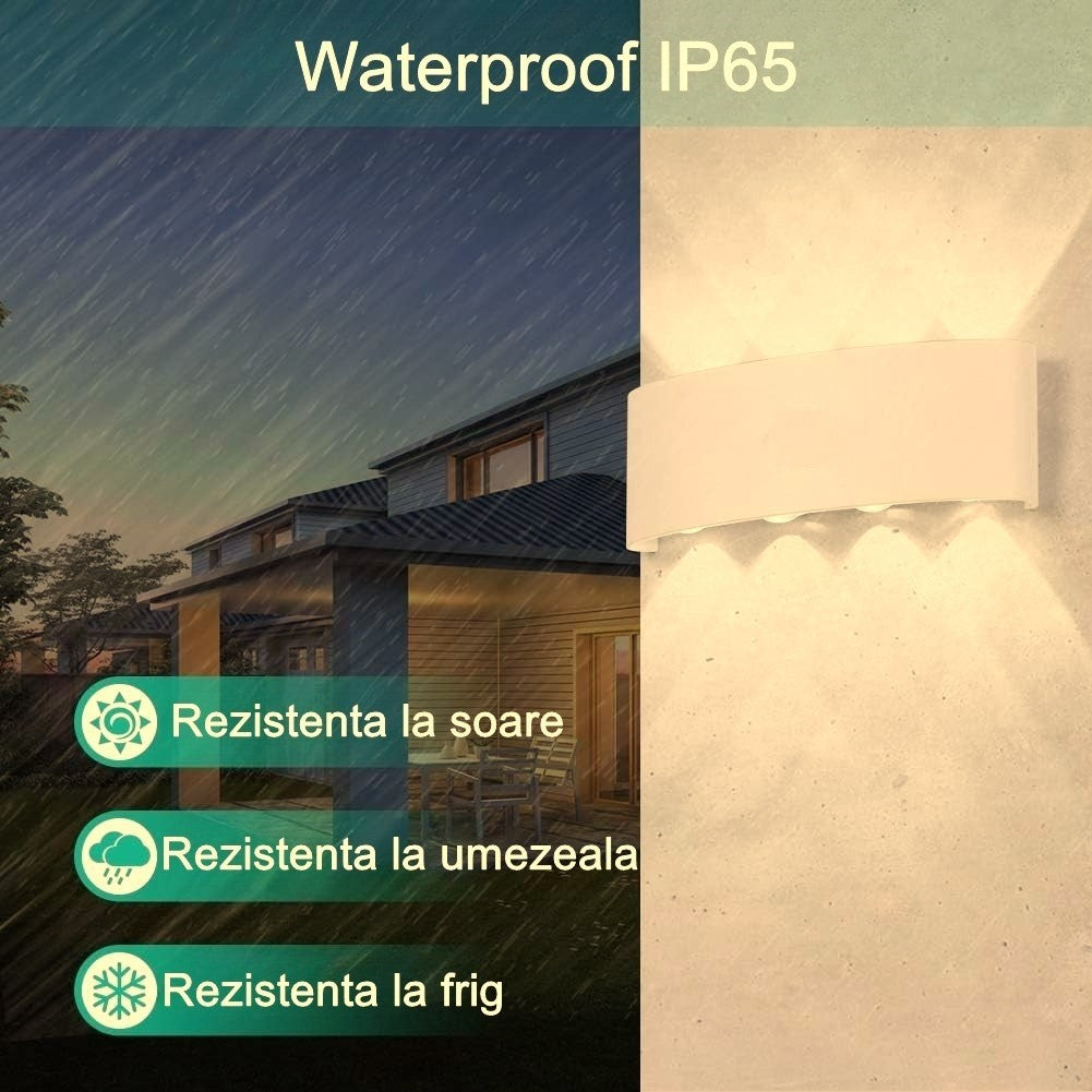 Aplica pentru Perete, Kadeny, Interior/Exterior, Rezistenta la Umezeala IP65, 8 W, Lumina Calda, Aluminiu, 22x8 cm, Alb
