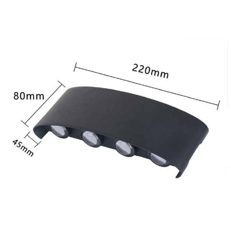 Aplica pentru Perete, Kadeny, Interior/Exterior, Rezistenta la Umezeala, 8 W, Aluminiu, Negru, 22x8 cm