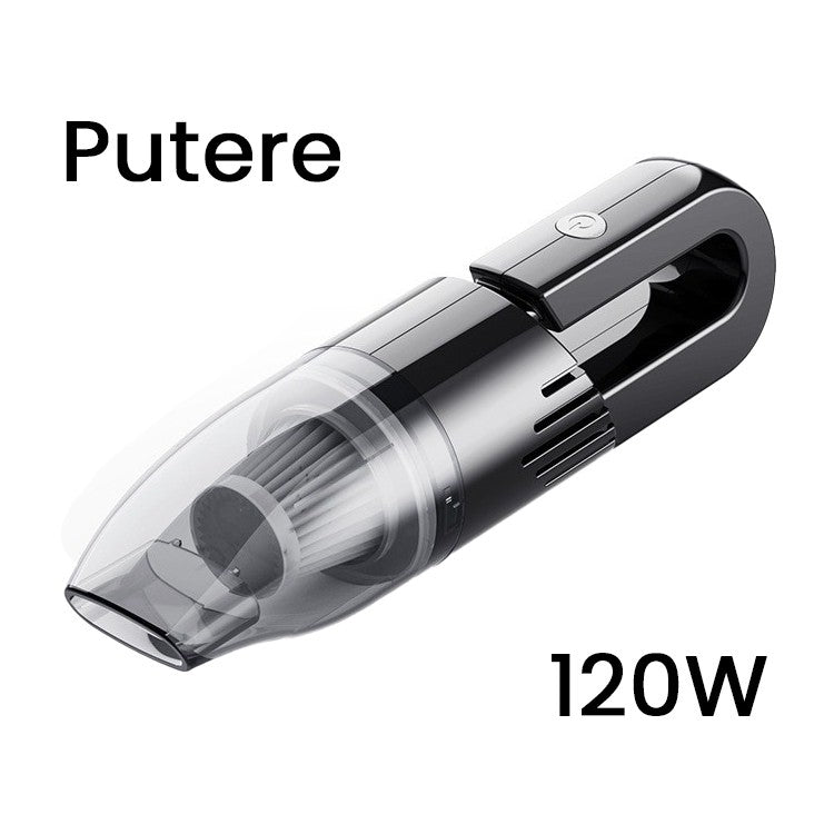 Aspirator Auto cu Incarcare Wireless, Kadeny, Aspirator Vacuum pentru Masina Casa, cu dubla utilizare, Putere 120W, 30 x 7.5 x 7.5 cm, Negru