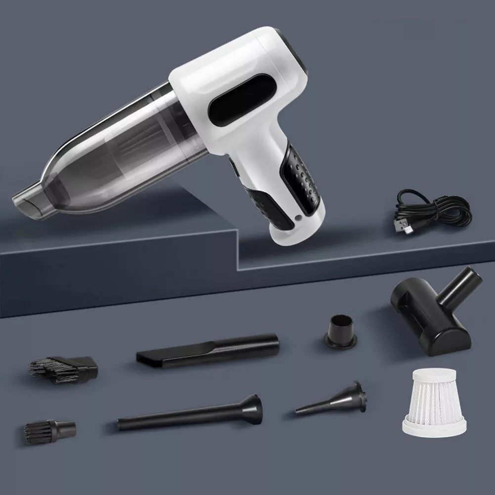 Aspirator Auto Tip Pistol, Kadeny, Aspirator cu Aspirare si Suflare, pentru Casa Masina, Multifunctional fara Fir, incarcare 4000mAh, Alb