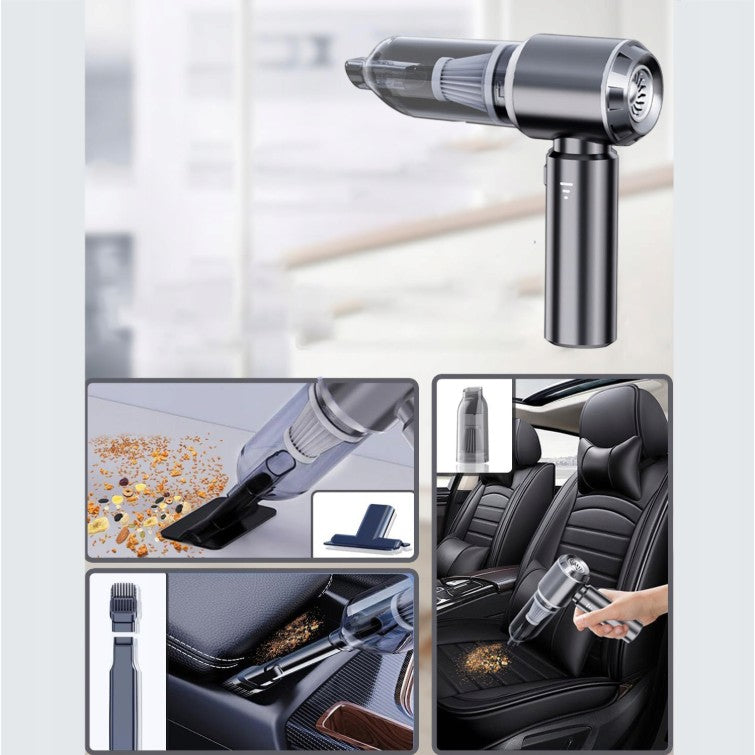 Aspirator Portabil Auto, Kadeny, pentru Casa si Masina, 3 Viteze, Incarcator Tip-C cu Incarcare Rapida, Tub Prelungitor, 2000mAh, 7 Capete de Aspirare si Suflare, 21x20x6.5 cm, Negru