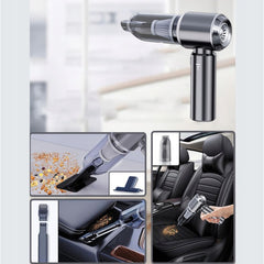 Aspirator Portabil Auto, Kadeny, pentru Casa si Masina, 3 Viteze, Incarcator Tip-C cu Incarcare Rapida, Tub Prelungitor, 2000mAh, 7 Capete de Aspirare si Suflare, 21x20x6.5 cm, Negru