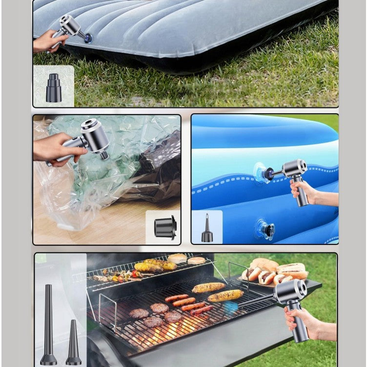 Aspirator Portabil Auto, Kadeny, pentru Casa si Masina, 3 Viteze, Incarcator Tip-C cu Incarcare Rapida, Tub Prelungitor, 2000mAh, 7 Capete de Aspirare si Suflare, 21x20x6.5 cm, Negru