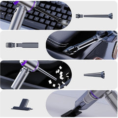 Aspirator Portabil Auto, Kadeny, pentru Casa si Masina, 3 Viteze, Incarcator Tip-C cu Incarcare Rapida, Tub Prelungitor, 2000mAh, 7 Capete de Aspirare si Suflare, 21x20x6.5 cm, Argintiu Mov