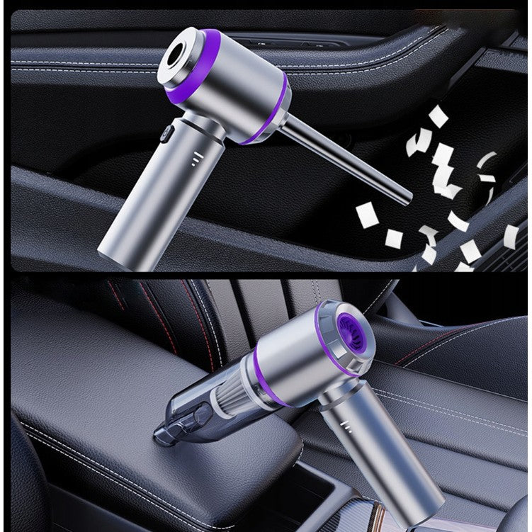 Aspirator Portabil Auto, Kadeny, pentru Casa si Masina, 3 Viteze, Incarcator Tip-C cu Incarcare Rapida, Tub Prelungitor, 2000mAh, 7 Capete de Aspirare si Suflare, 21x20x6.5 cm, Argintiu Mov