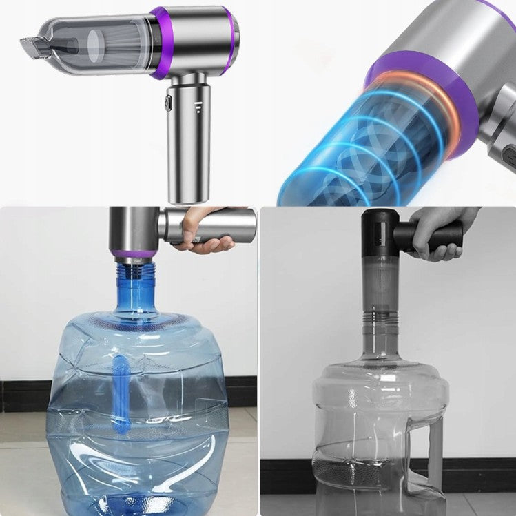 Aspirator Portabil Auto, Kadeny, pentru Casa si Masina, 3 Viteze, Incarcator Tip-C cu Incarcare Rapida, Tub Prelungitor, 2000mAh, 7 Capete de Aspirare si Suflare, 21x20x6.5 cm, Argintiu Mov