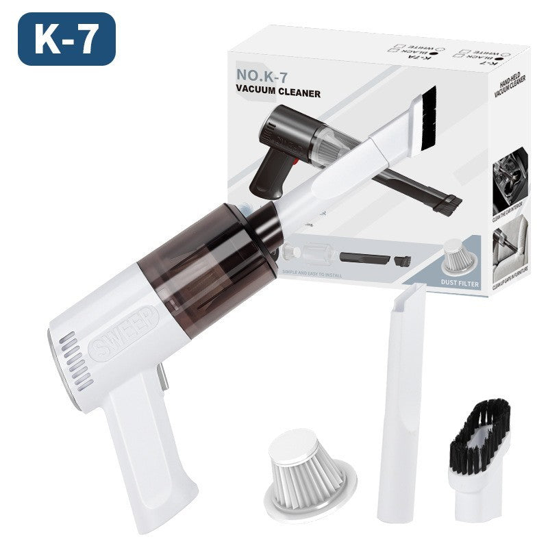 Aspirator Portabil Fara Fir, Kadeny, Tip Pistol K7, Pentru Casa si Masina, Incarcare USB, Autonomie 30 Min, 36 x 17 cm, Alb