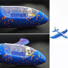 Avion Planor cu Pilot, Kaveny, Din Polistiren, Cu Lumini pe Toata Lungimea, 47 cm, Albastru
