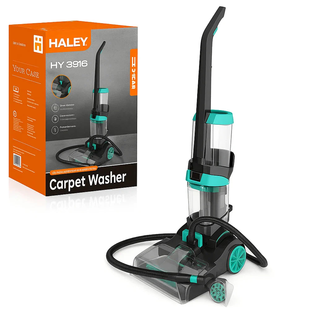 Aparat de Curatat Covoare HALEY HY-3916, 3600W, Rezervor Dublu, Incalzire Apa, Uscare Rapida, 7.2 kg, 2.1L / 1.6L Capacitate