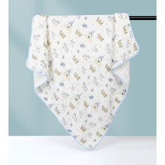 Prosop de baie din bumbac si tifon pentru Bebelusi, Kadeny, cu Sase Straturi, pentru Copii, 110x110 cm, Model Unicorni, Bej Albastru