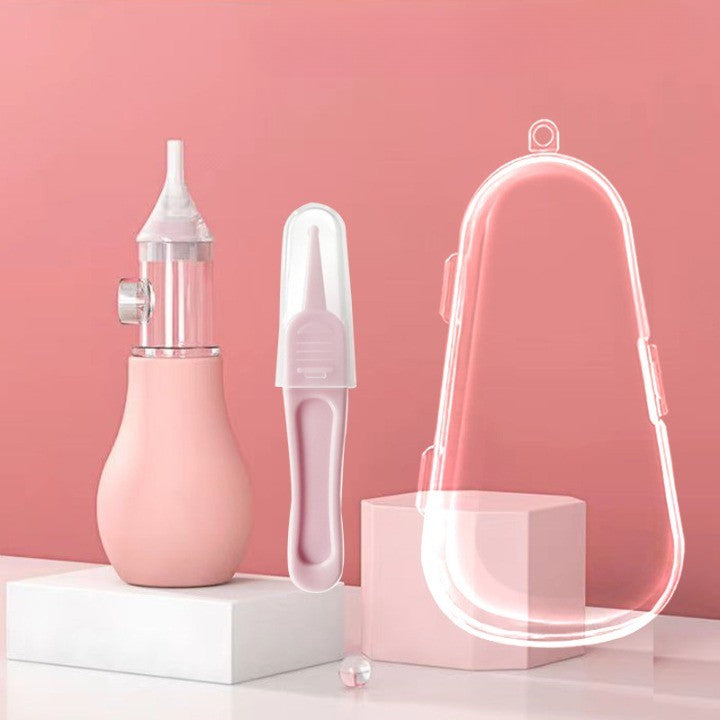Set Aspirator Nazal pentru Copii, Kaveny, Manual, Anti-Reflux, cu Pompita, Usor de Curatat, Varf din Silicon, 11.2x4cm, Roz