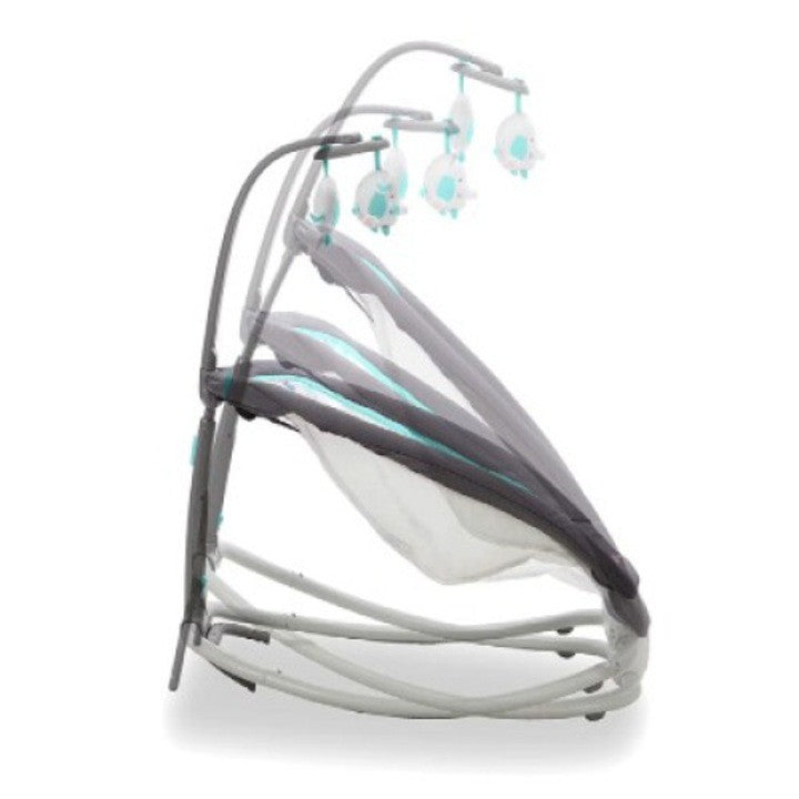 Pachet Bebe 2 in 1: Balansoar cu Vibratii Mastela + Set Diversificare 10 Piese Silicon | Relaxare si Hranire Sigura