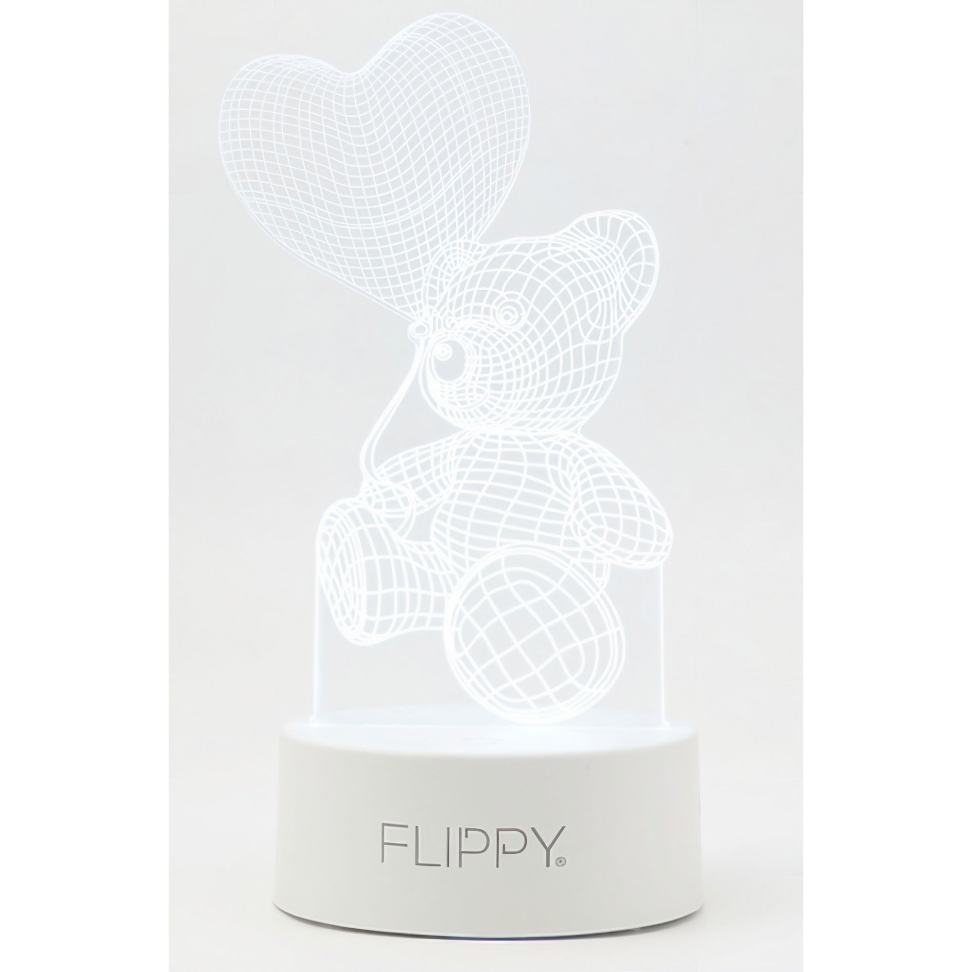 Lampa LED decorativa, Kaveny, 3D, Ursulet cu balon inima, cu telecomanda, doua moduri de alimentare USB si baterii, 20 cm inaltime, din material acril si lumina multicolora, alb