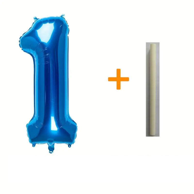 Balon din Folie Kaveny, Cifra 1, 81 cm, Pentru Aer sau Heliu, Bulk, Albastru