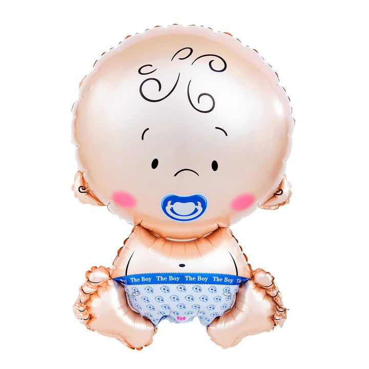 Balon din Folie Metalizata, Kaveny, Figurina Baietel, Tema Botez, 73x48 cm, Ambalaj Individual, Pai Inclus, Umflare cu Aer sau Heliu, Albastru