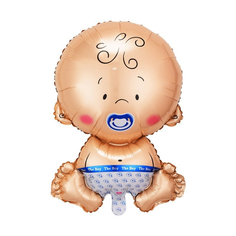 Balon din Folie Metalizata, Kaveny, Figurina Baietel, Tema Botez, 73x48 cm, Ambalaj Individual, Pai Inclus, Umflare cu Aer sau Heliu, Albastru