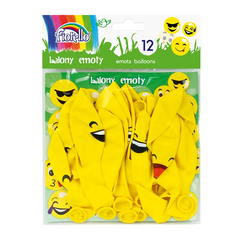 Baloane aniversare Fiorello, 30.5cm, emoticoane diverse modele, galben, 170-2328, set 12 buc