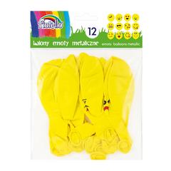 Baloane aniversare Fiorello, 30.5cm, emoticoane diverse modele, galben metalizat, 170-2347, set 12 buc