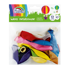 Baloane aniversare Fiorello, 25.4cm, diverse culori metalizate, 170-2451, set 12 buc